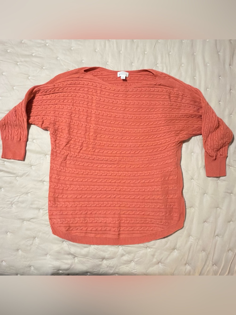 Market and Spruce Women's Coral Cable Knit Sweater Size M